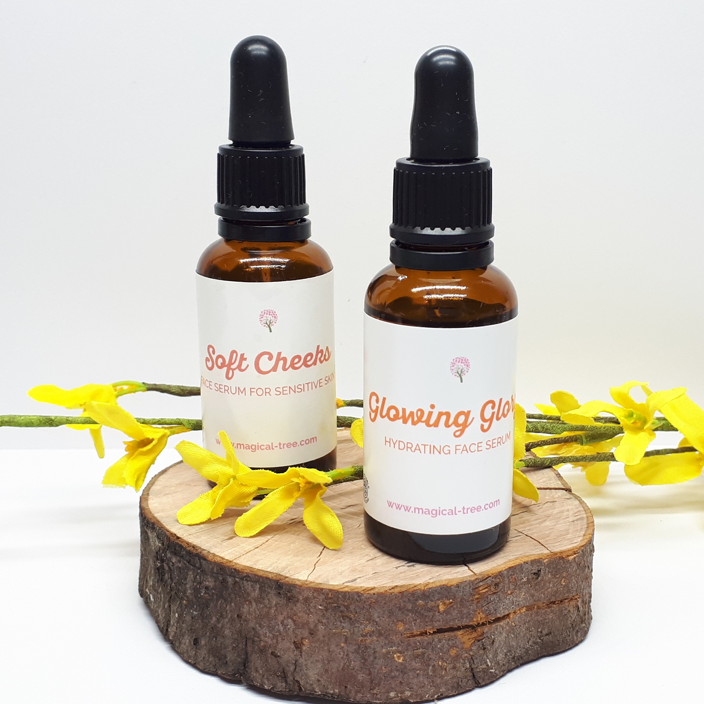 Both Serums with Yellow Flowers